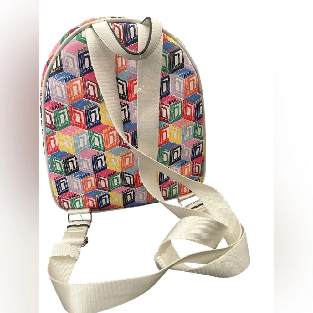 Karl Lagerfeld Paris Maybelle Mini Backpack Multicolor Geometric Cube Print